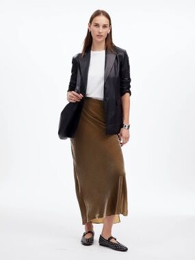 Madewell Velvet Maxi Slip Skirt Irridescent Grey size 6